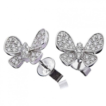 Высокое качество CZ Butterfly Pave 925 Silver Stud Earings Jewelry